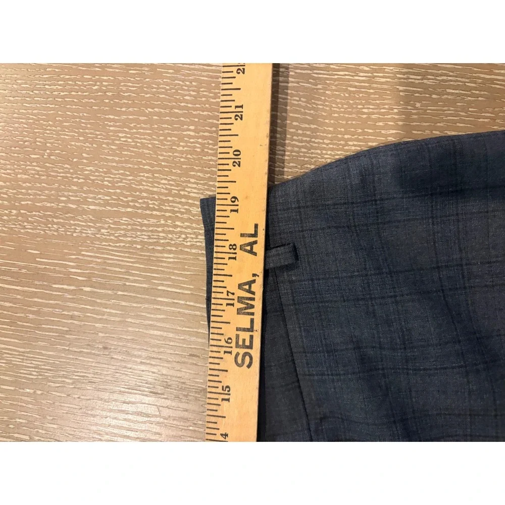 Ralph Lauren Mens Dress Pants 40x30 Gray Plaid Flat Front Career Stretch